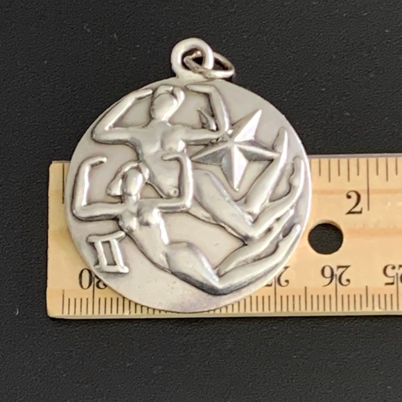 Vintage 1950s Margot De Taxco Zodiac Sterling Silver Gemini Pendant Necklace 24” - Picture 15 of 15